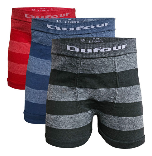 Pack X 3 Calzoncillos Boxer Niño Dufour Algodón Rayado 11869