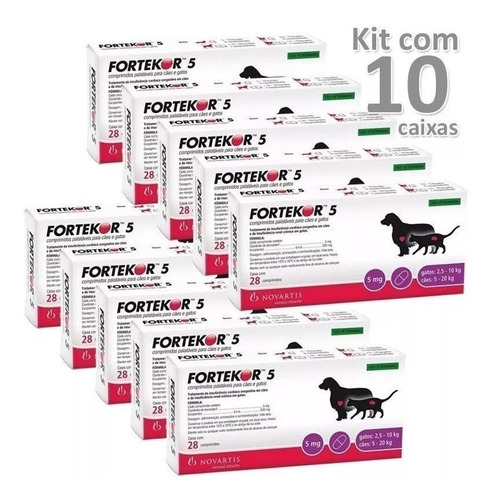 Fortekor 5 - Novartis Cães E Gatos Combo Com 10 Caixas