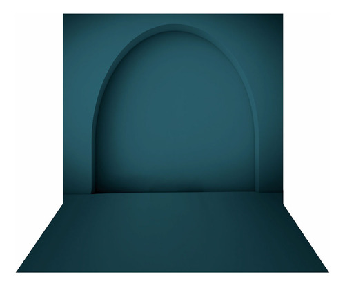 Fundo Fotográfico Arco Romano Azul Petróleo 2,2m X1,5m F863 Desenho Impresso Vertical