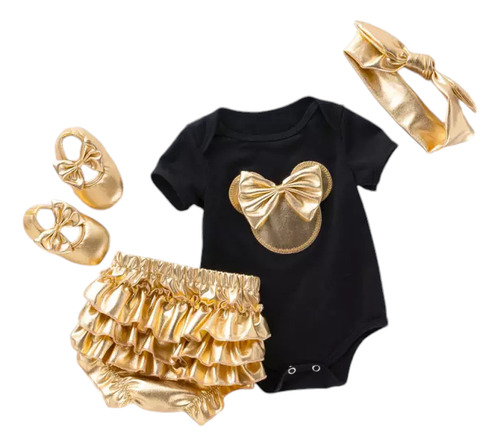 Conjunto Bebé 4 Piezas: Body, Short, Zapatos, Diade