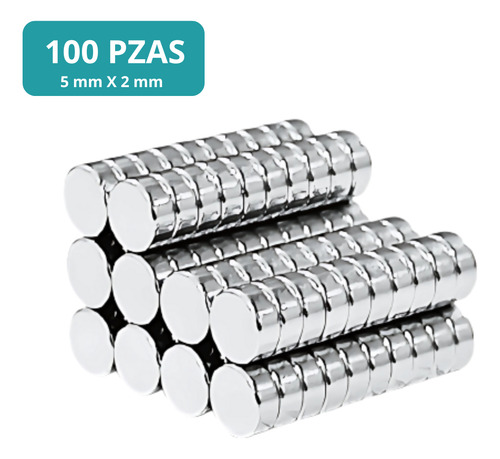 100 Imanes De Neodimio De 5mm X 2mm Redondos