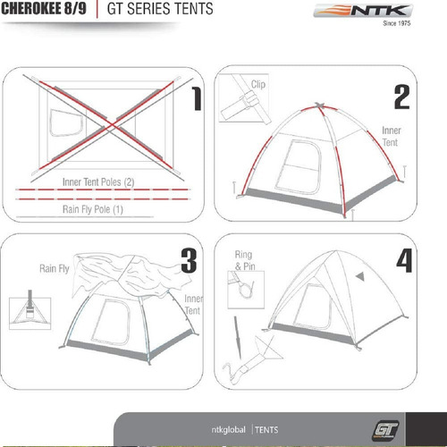 Imagen 6 de 10 de Carpa Ntk Indy Gt 3/4 Personas Impermeable 2500mm Trekking