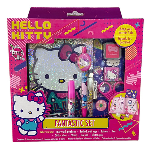 The Top Shopping Hello Kitty 80 Hojas  Rayadas 1 Materias Unidad X 1 22cm X 23cm Hello Kitty Diario C/candado Escolar Color Rosa Pálido