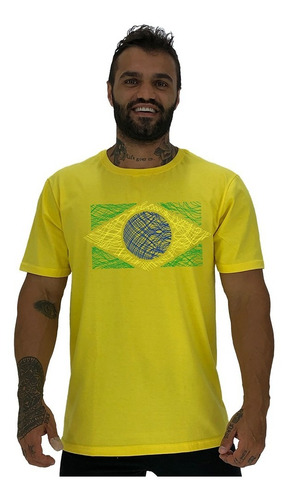 Camiseta Tradicional Mxd Conceito Bandeira Do Brasil Rabisco