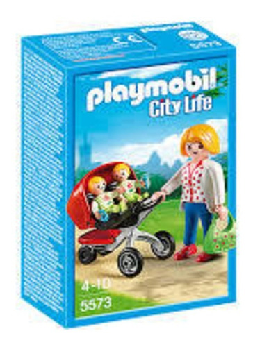 Playmobil Figura Individual Mamá Con Carrito De Gemelos 5573