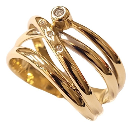Imagen 3 de 8 de Anillo Calado Oro 18k Cubics 5,3grs N°14 1,2cm Ancho Brumat
