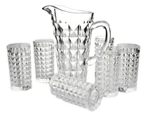 Comprar Jarra Diamante Para Bebidas Agua Con Vasos Set