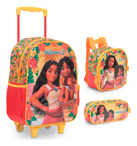 Mochila Rodinha Moana Com Lancheira Térmica Reforçada