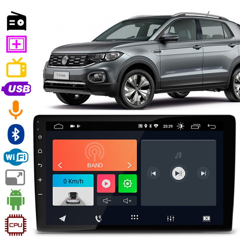 Central Multimidia T-cross 2019 A 2023 Faaftech 9 Pol Bt Usb