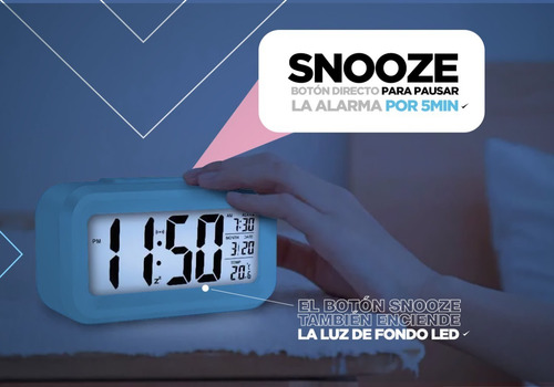 Imagen 6 de 10 de Reloj Alarma Despertador Digital Lcd Iluminado + Temperatura