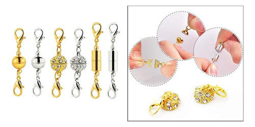 D 6x Cobre Cierre Magnético Pulsera Collar Oro Plata
