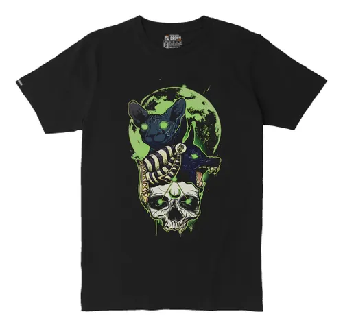 comprar Camiseta Estampada Luna Gato Esfinge Egipcio Craneo Inp Bto 
