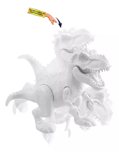 Brinquedo Dinossauro Rex Attack Branco Para Colorir + Pincel + 6 Tintas