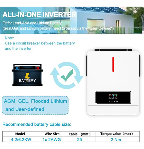 Wifi Inversor Solar Híbrido On/off-grid 4.2kw 60hz 110-240v