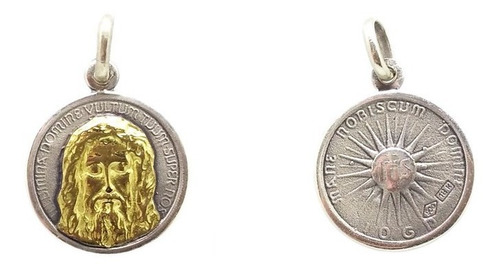 Medalla Santo Rostro De Jesús - Plata 925 Y Oro 18k - 18mm