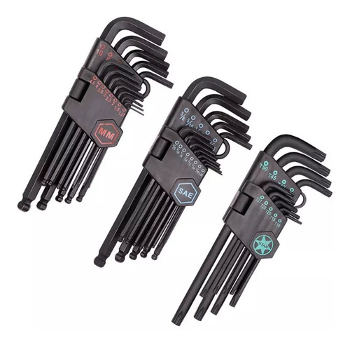 Llaves X 35 Pzs Allen Métricas Pulgadas Torx Largas Guiller