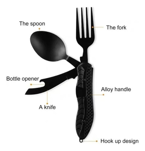 Cuchara, Tenedor Y Cuchillo Plegables 3 En 1