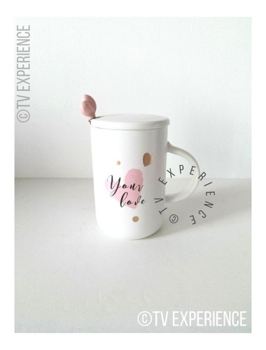 Imagen 2 de 5 de Taza Mug C/tapa Y Cucharita - C/frase - 350 Cc- Café, Té