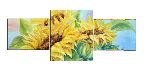 Cuadros Flores Decorativos Modernos Triptico 120x50 Tela