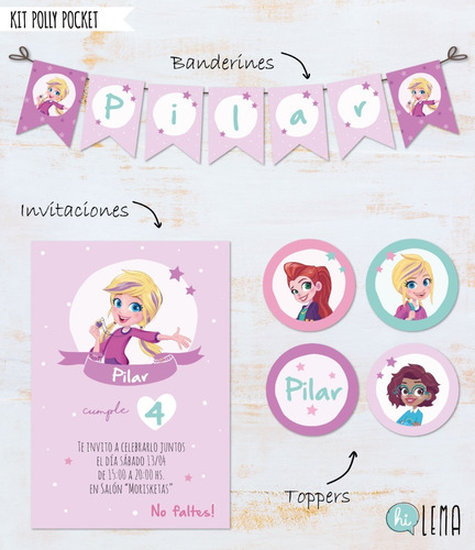 Kit Imprimible Polly Pocket Deco + Candy Bar