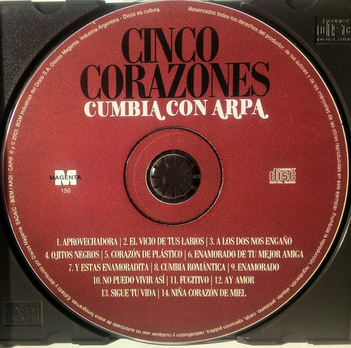 Cd Cinco Corazones (cumbia Con Arpa)