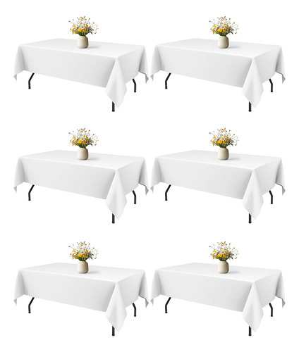 Mantel Rectangular De Tela Blanca 152 X 259 Cm Paquete De 6