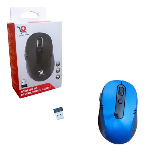 Mouse Sem Fio Wireless 2.4ghz Usb Notebook Pc Cor Azul