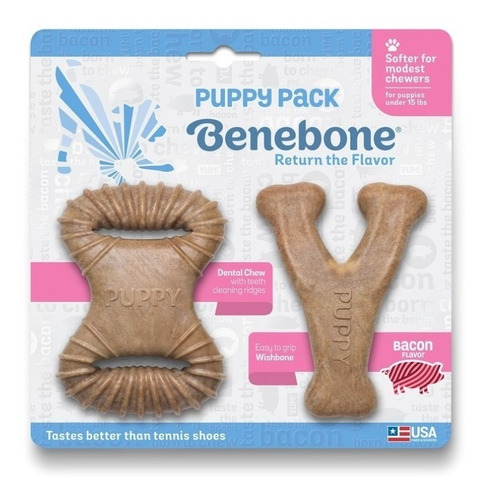 Imagen 1 de 10 de Benebone Puppy Wishbone/ Dental Chew 2pk Juguete Perro Hueso