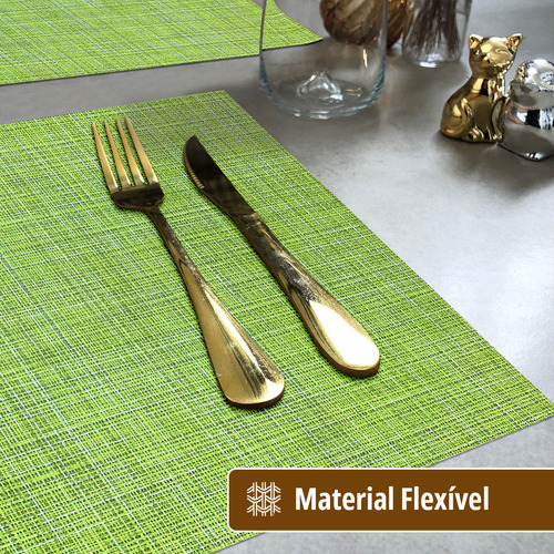 10 Jogo Americano Mesa Posta Luxo Impermeável Pvc Mz Rust Vr Cor M9 VERDE escuro oliva musgo folha claro RUSTICO MZ RETANGULAR