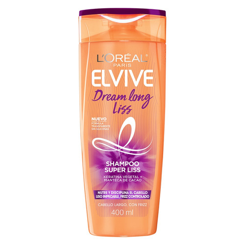 Imagen 1 de 1 de Shampoo L'Oréal Paris Elvive Dream Long Liss en tubo depresible de 400mL por 1 unidad