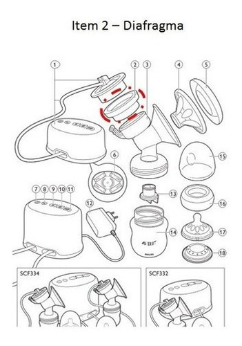 Imagem 2 de 3 de Diafragma De Silicone Extrator De Leite Eletrico Scf332/334