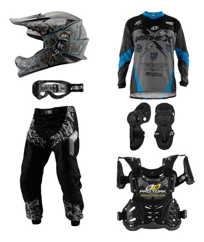 Conjunto De Roupa Infantil Para Proteção Motocross Trilha