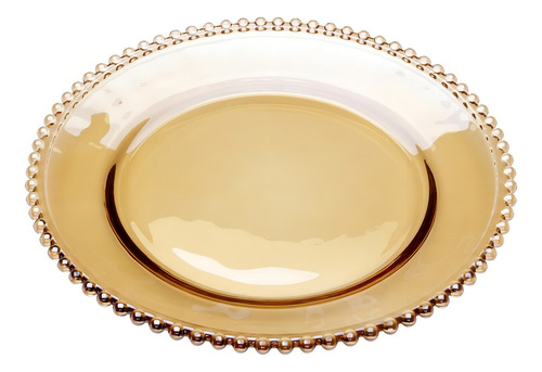 Conjunto Com 4 Sousplast De Cristal Chumbo 32 X 3 Cm Cor Âmbar