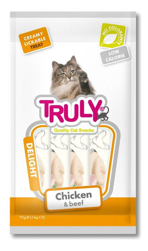 Truly Petisco Cremoso Gatos Sabor Frango E Bife C/5 Tubos