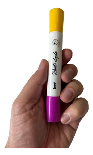 12 Marcador Quadro Branco 2 Em 1 Ponta Dupla Rosa E Amarelo