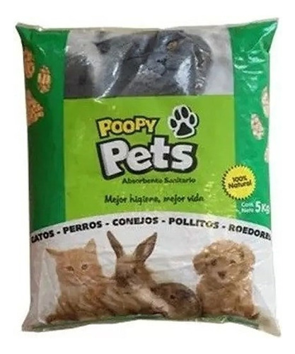Pack 5x Pellet Sanitario Poopy Pets 5kg Universal Pets