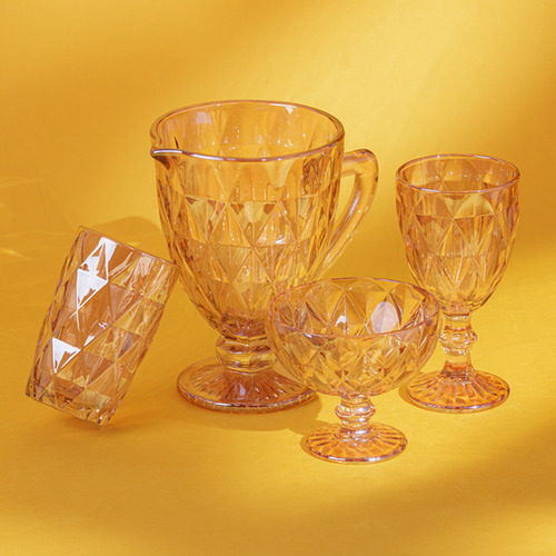 Taça Diamond Ambar Metalizado 300ml Lyor 7394 - Jogo Com 6 Âmbar Metalizado