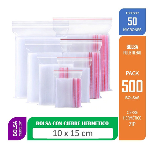 Bolsa Cierre Hermetico Cremallera 10x15 Cms 500 Unds