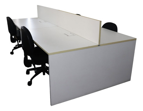 Mesa Estação De Trabalho Com 4 Posições Divisórias E Gavetas (Usado)