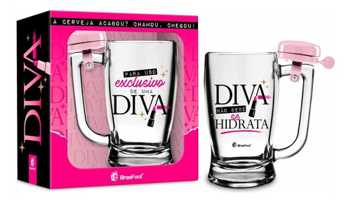 Caneca Chopp E Cerveja Amiga Diva Amigas Amizade Campainha Cor Branco