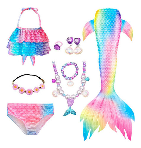 Kit De Bandolera De Sirena Para Niños Con Bikini Sin Monoale