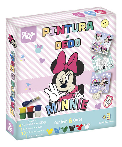 Pintura A Dedo Minnie Mouse Infantil Com 18 Peças Dac