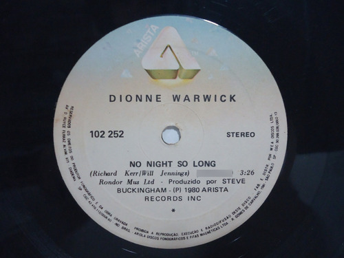 Imagem 3 de 4 de Dionne Warwick 1980 No Night So Long / Reaching For Compacto
