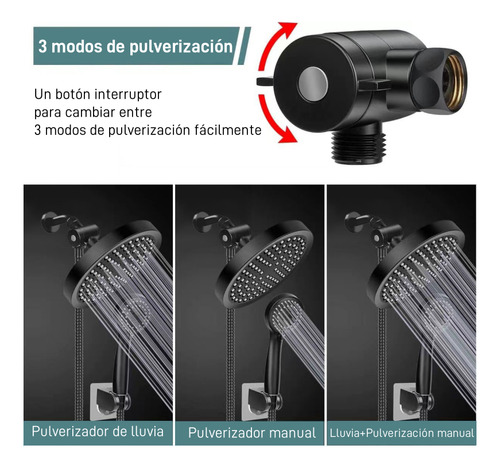 Regadera Telefono Cabezal De Ducha Redonda Baño Kit Con Ducha De Mano Negro Yesop
