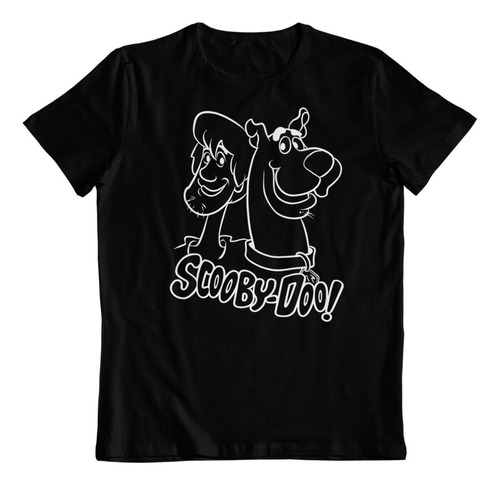 Polera Negra Algodon - Dtf - Scooby Doo Y Shaggy Cartoons