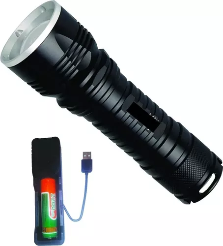 LINTERNA LED RECARGABLE TACTICA POLICIAL ZOOM DE LED CREE T6 +Cargador +  Bateria