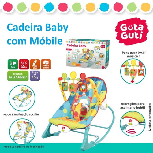 Cadeira Baby Com Móbile Até 18kg Azul Dmb6837 Guta Guti