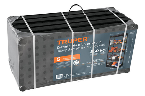 Estante De Plastico Pesado 5 Niveles Truper Cod: 19943 Color Negro