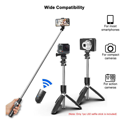 Imagen 7 de 9 de Palo Selfie Inalámbrico L02 Bt Integrado Con Trípode Plegabl