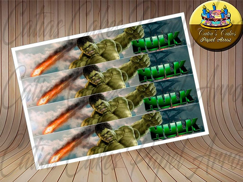 Hulk Papel De Arroz 4 Faixas Para Bolo Comestível